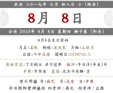 2019年陰歷七月初八是什么日子 是幾月幾號？(圖文)