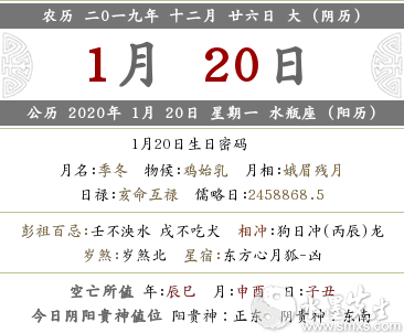 2019年農(nóng)歷十二月二十六十二時(shí)辰宜忌查詢(圖文)